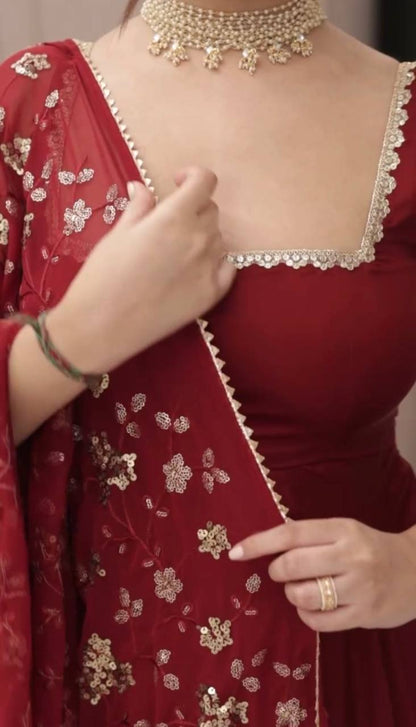 Stylish Party Wear Gown Set – Designer Look with Dupatta