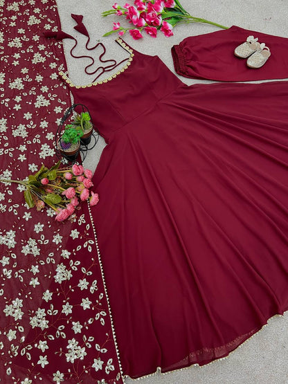 Stylish Party Wear Gown Set – Designer Look with Dupatta