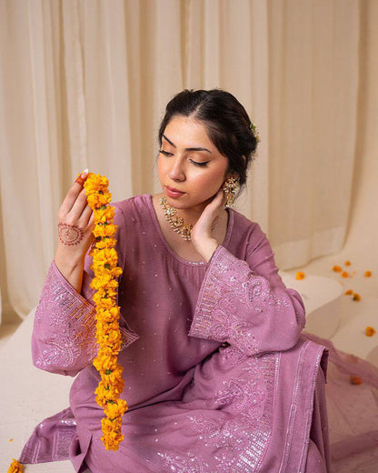 Exclusive Designer Sequins Work Suit – Kurti, Palazzo & Dupatta Combo