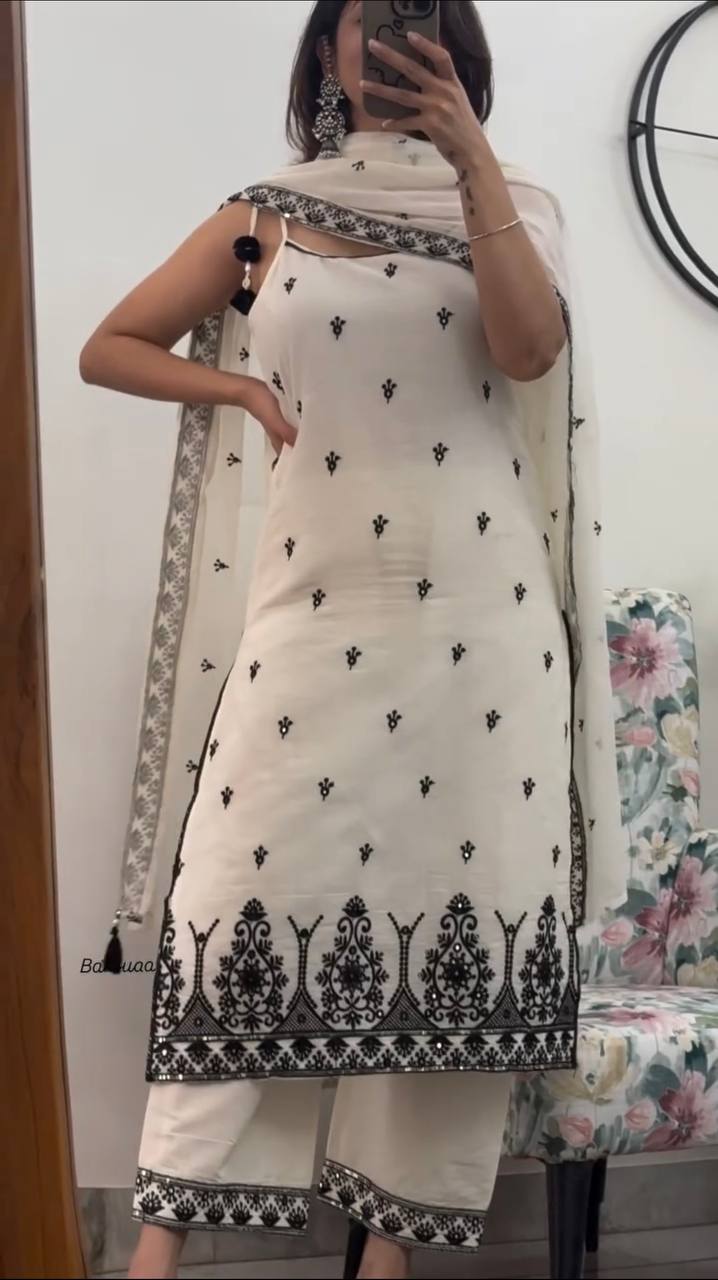 Classic Charm: Pure Maska Cotton Silk Kurti with Fancy Border Finish