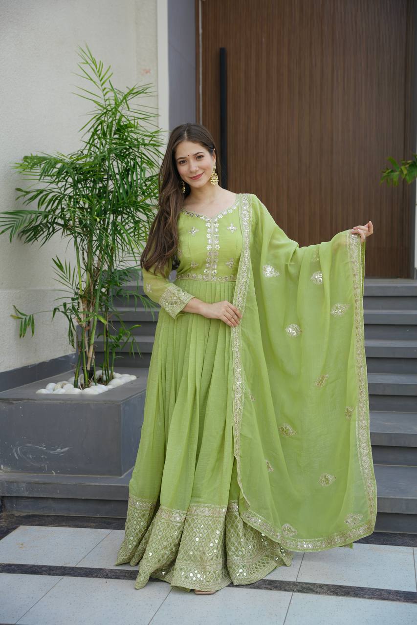 Starlight Diva – Sequins Embroidered Georgette Gown