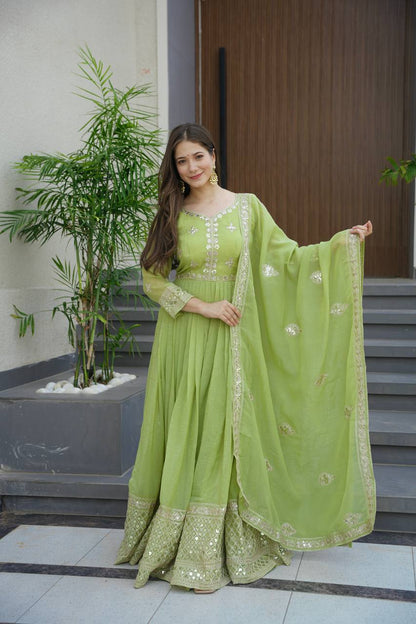 Starlight Diva – Sequins Embroidered Georgette Gown