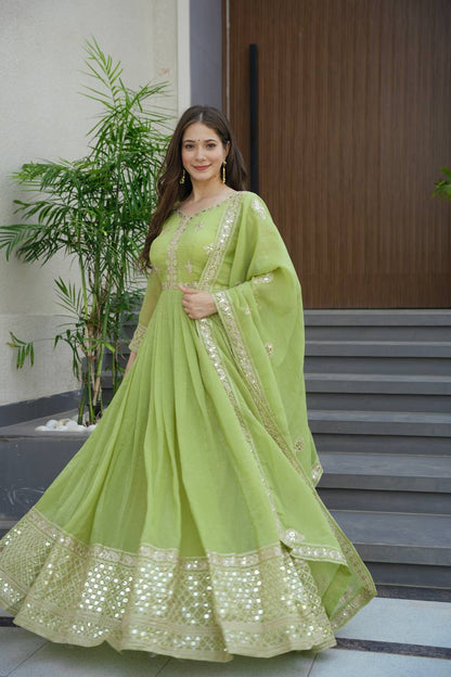 Starlight Diva – Sequins Embroidered Georgette Gown
