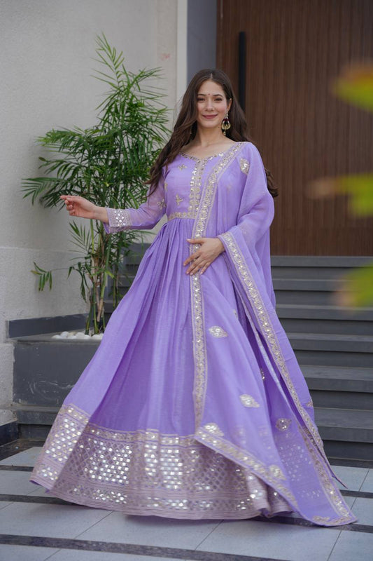 Starlight Diva – Sequins Embroidered Georgette Gown