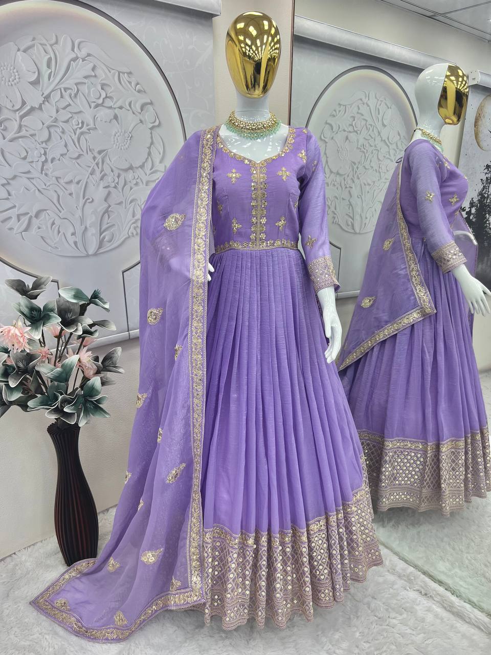 Starlight Diva – Sequins Embroidered Georgette Gown