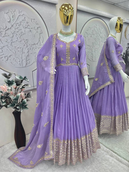 Starlight Diva – Sequins Embroidered Georgette Gown
