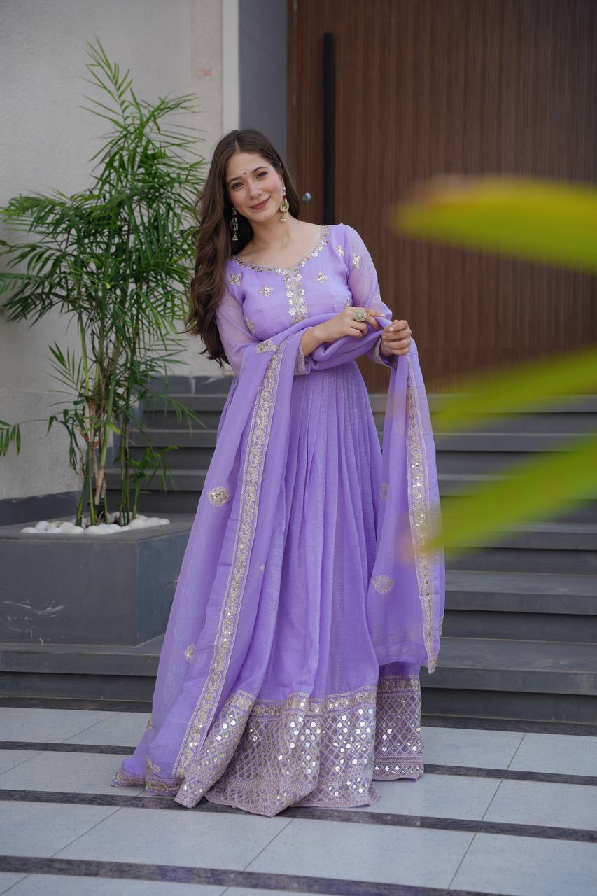 Starlight Diva – Sequins Embroidered Georgette Gown