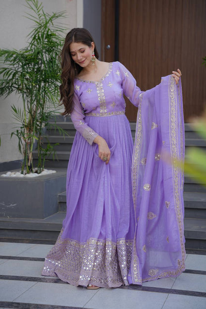 Starlight Diva – Sequins Embroidered Georgette Gown
