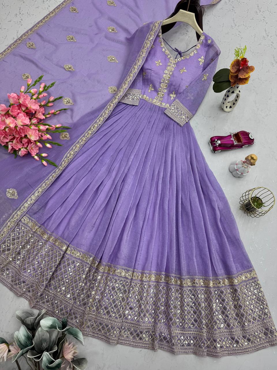 Starlight Diva – Sequins Embroidered Georgette Gown