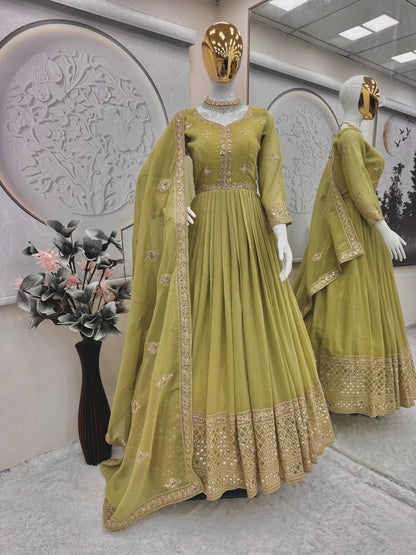 Starlight Diva – Sequins Embroidered Georgette Gown