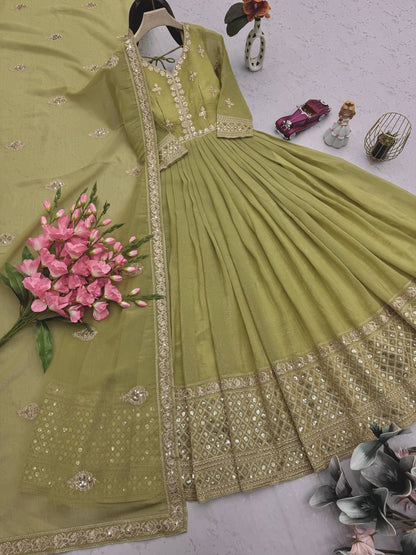 Starlight Diva – Sequins Embroidered Georgette Gown