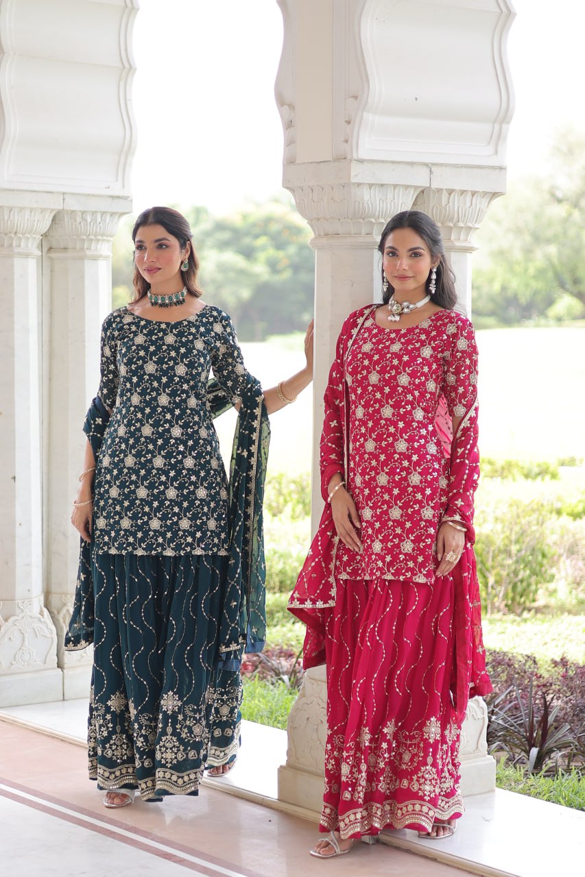 Exclusive Designer Sharara Suit 2025 – Top & Dupatta Combo