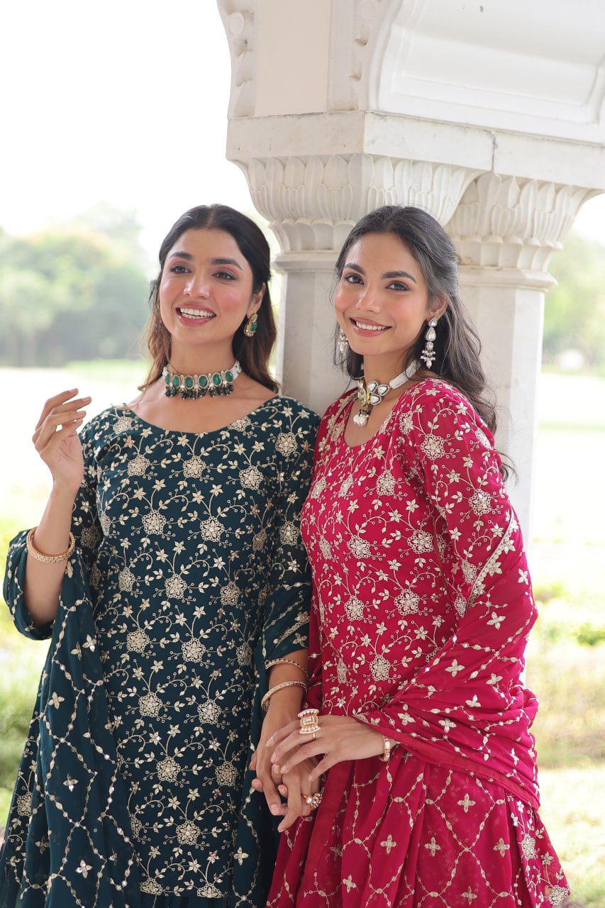 Exclusive Designer Sharara Suit 2025 – Top & Dupatta Combo