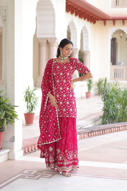 Exclusive Designer Sharara Suit 2025 – Top & Dupatta Combo