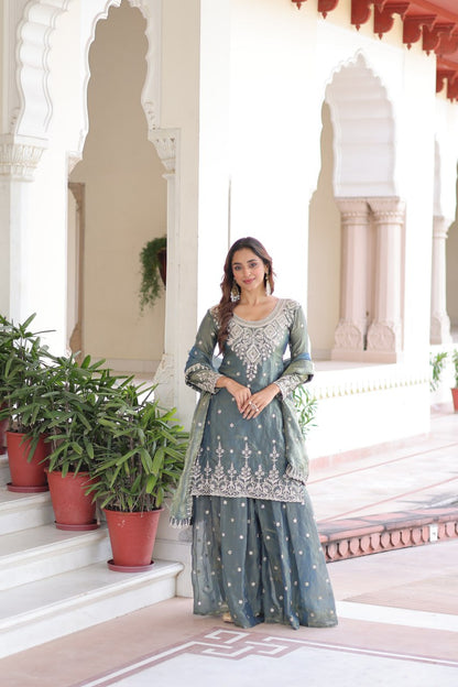 Luxury Readymade Top with Sharara & Dupatta – Premium 2025 Collection