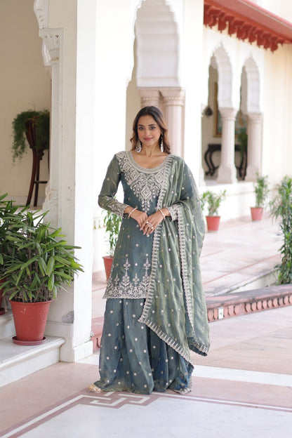 Luxury Readymade Top with Sharara & Dupatta – Premium 2025 Collection