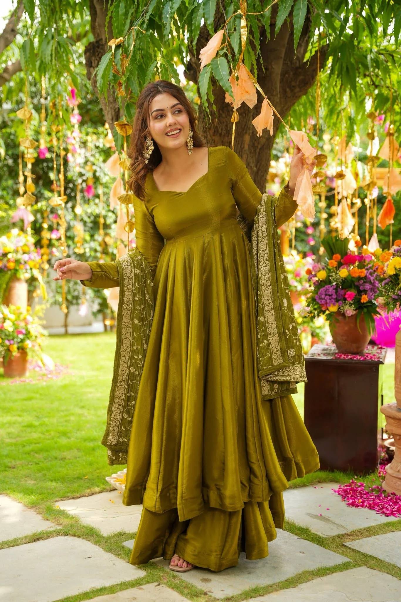 Royal German Chiffon Anarkali – Sequin Embroidery & Full Flair