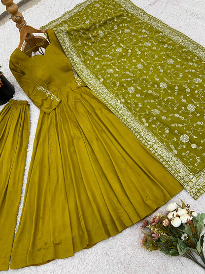 Royal German Chiffon Anarkali – Sequin Embroidery & Full Flair