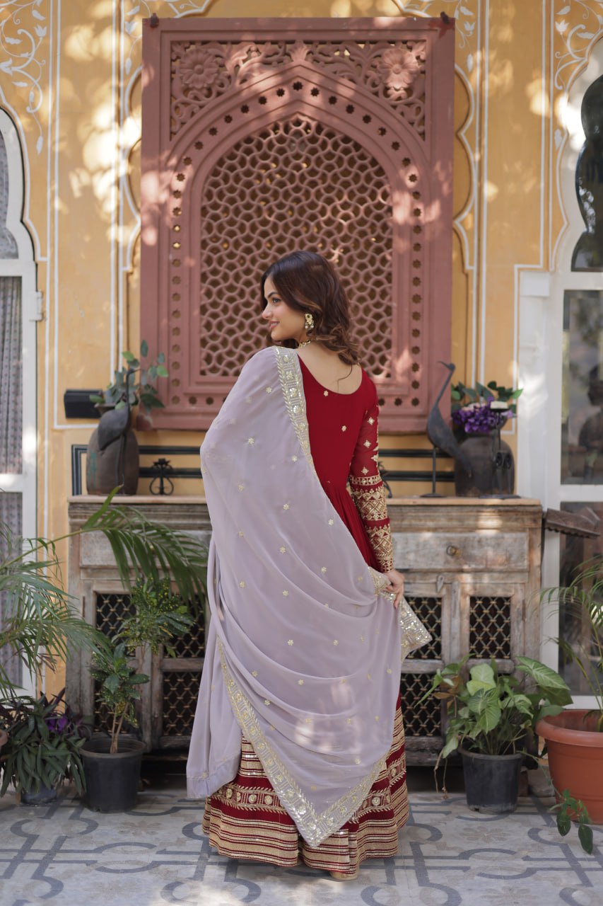 Faux Blooming with Embroidery Zari Sequins-work