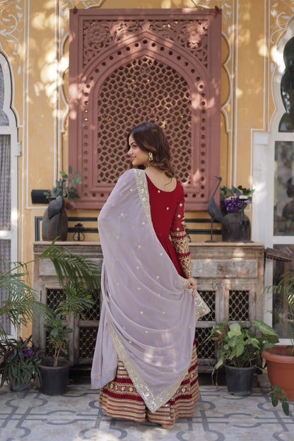 Faux Blooming with Embroidery Zari Sequins-work