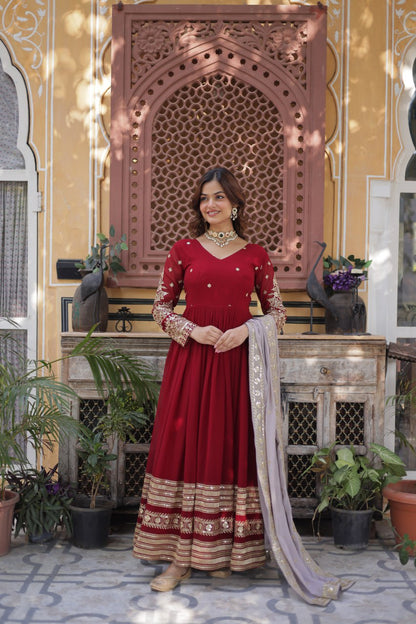 Faux Blooming with Embroidery Zari Sequins-work