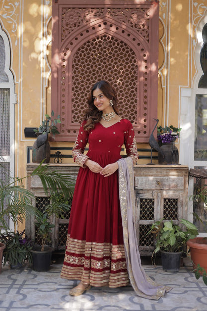 Faux Blooming with Embroidery Zari Sequins-work