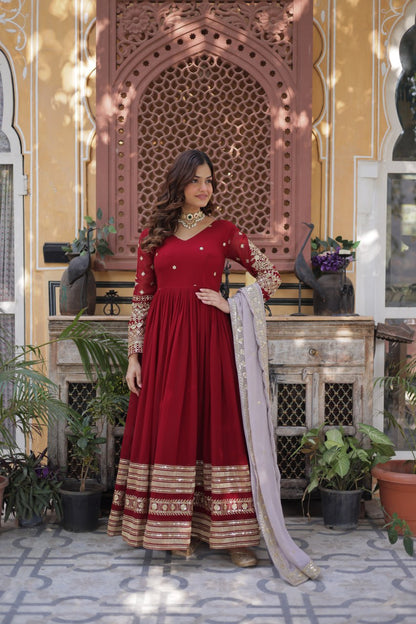 Faux Blooming with Embroidery Zari Sequins-work