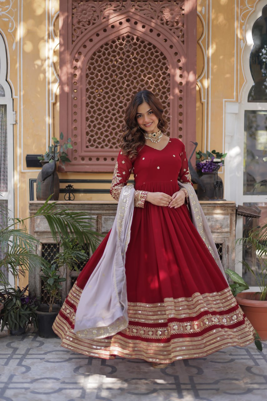 Faux Blooming with Embroidery Zari Sequins-work