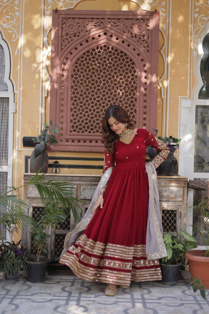 Faux Blooming with Embroidery Zari Sequins-work
