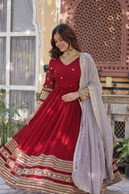 Faux Blooming with Embroidery Zari Sequins-work