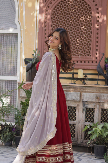 Faux Blooming with Embroidery Zari Sequins-work