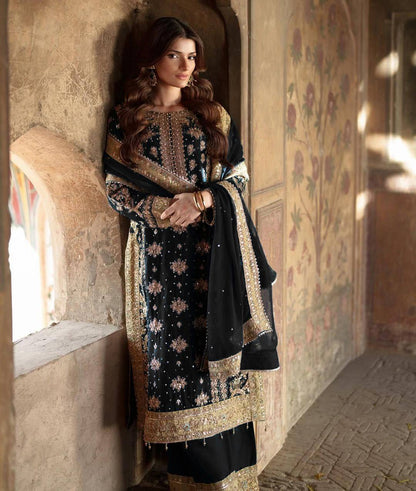 Elegant Embroidered Sequence with Rivet Moti Work Designer Set