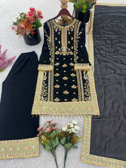 Elegant Embroidered Sequence with Rivet Moti Work Designer Set