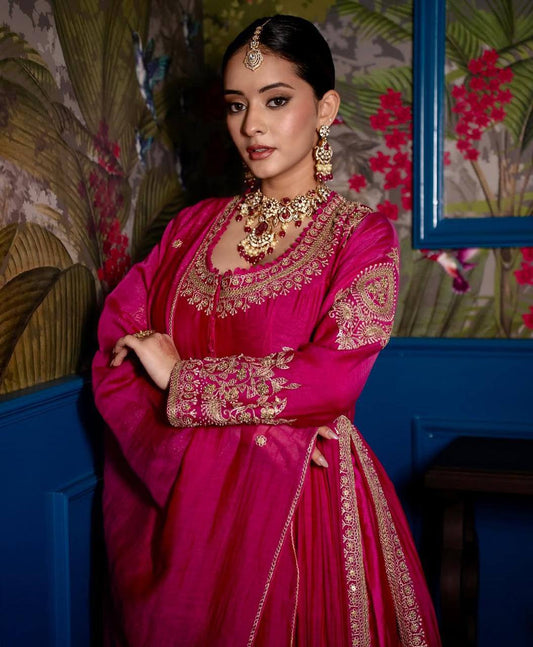 Elegant Heavy Chinon Top & Lehenga Set with Dupatta – Full Sleeves & Embroidery Details