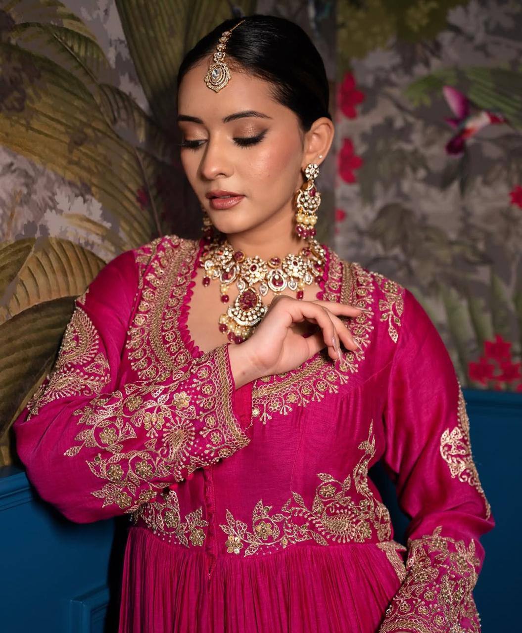 Elegant Heavy Chinon Top & Lehenga Set with Dupatta – Full Sleeves & Embroidery Details