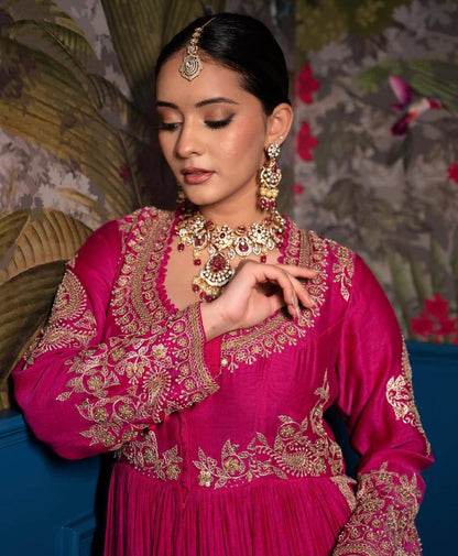 Elegant Heavy Chinon Top & Lehenga Set with Dupatta – Full Sleeves & Embroidery Details
