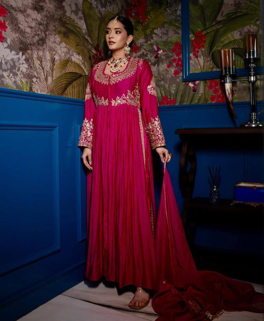 Elegant Heavy Chinon Top & Lehenga Set with Dupatta – Full Sleeves & Embroidery Details