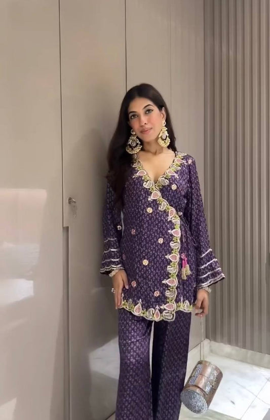 Diamond Dusk – Embroidered Palazzo Suit