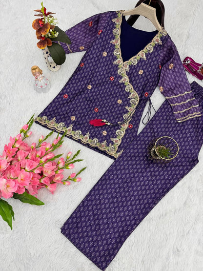 Diamond Dusk – Embroidered Palazzo Suit