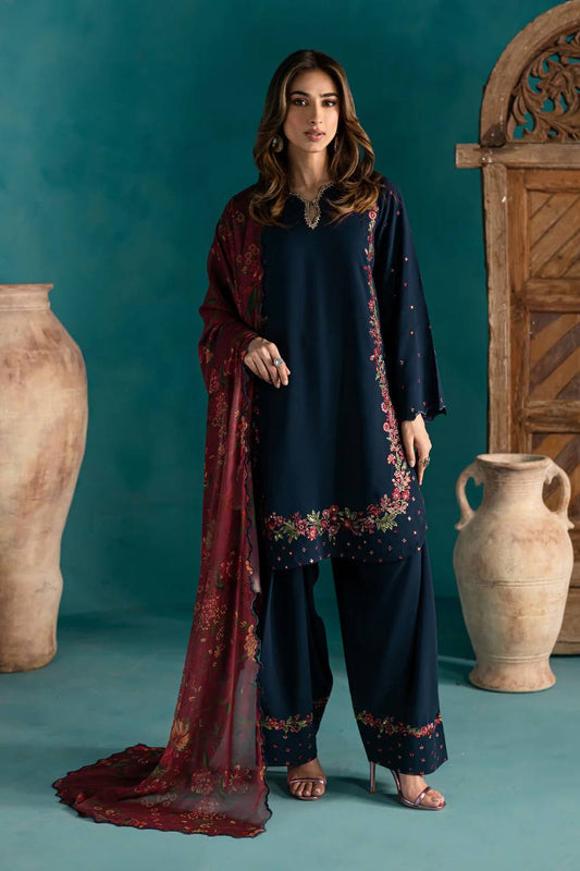 Timeless Grace: Navy Suit with Red & Gold Royal Embellishments