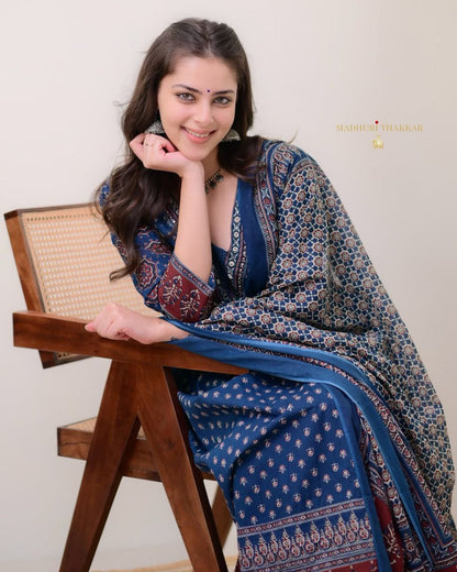 MAL Cotton Kurti Plazo With Handwork Nack Dupatta Set