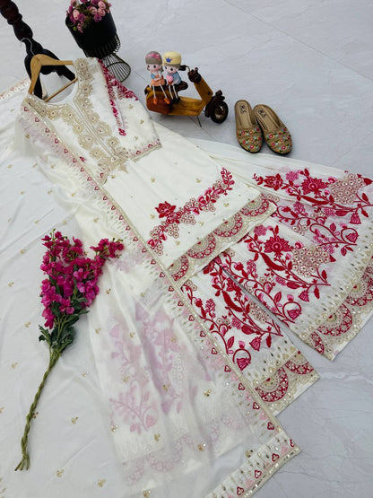 Designer Sharara Suit Set with Stylish Top & Dupatta