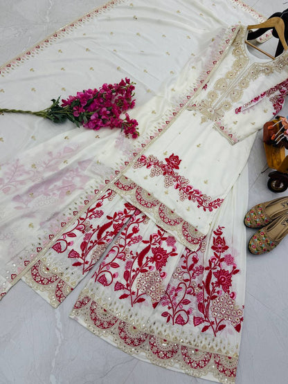 Designer Sharara Suit Set with Stylish Top & Dupatta