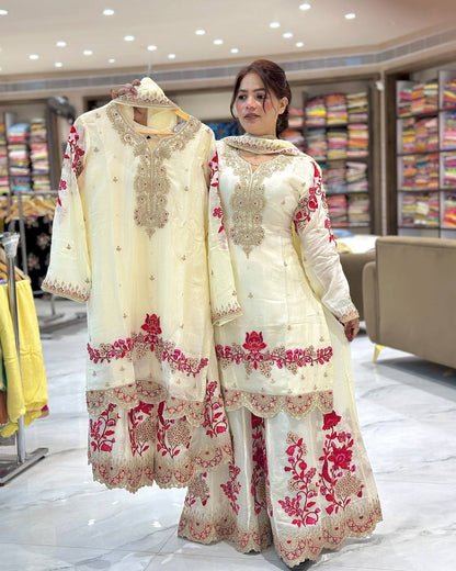Designer Sharara Suit Set with Stylish Top & Dupatta