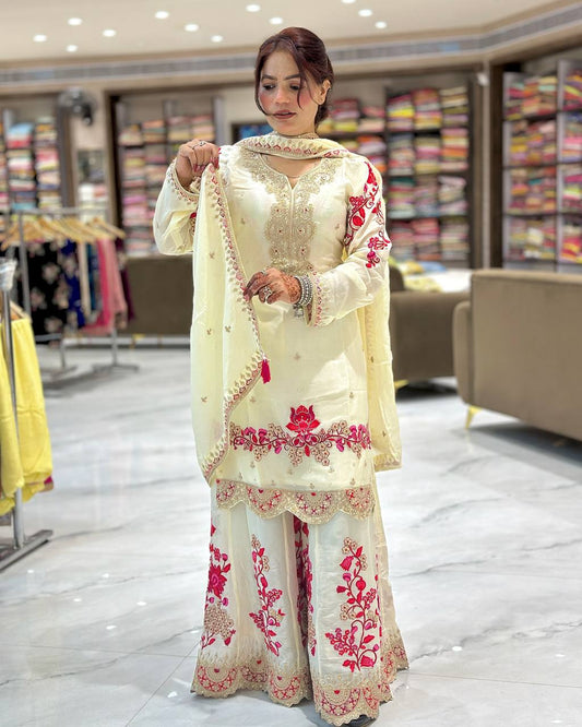 Designer Sharara Suit Set with Stylish Top & Dupatta