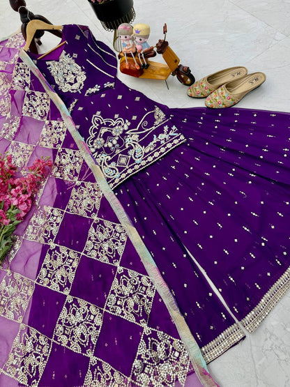 New Designer Party Top with Palazzo & Dupatta Set – Chic & Elegant