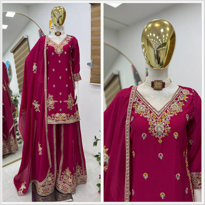 Premium Series: Designer Top with Sharara & Dupatta – Festive Wear Set