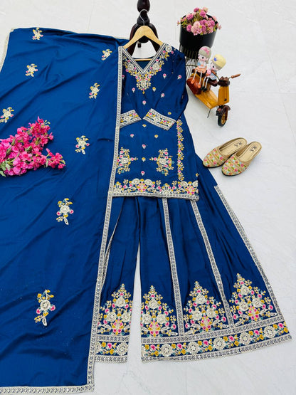Premium Series: Designer Top with Sharara & Dupatta – Festive Wear Set