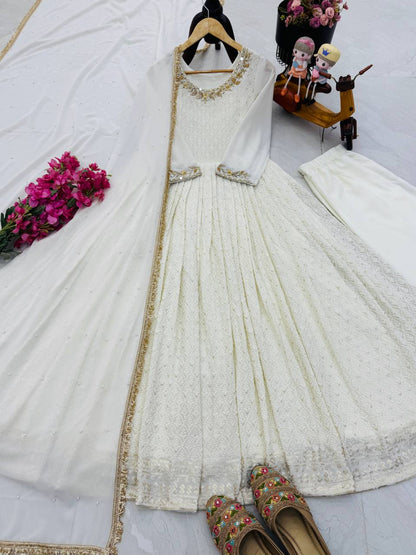 Premium Designer Gown Set with Pant & Dupatta – Party Edition