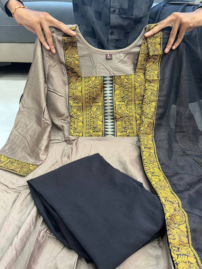 Anarkali Flared Kurti Pant Dupatta Set